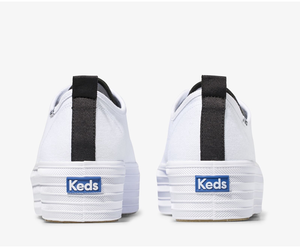 Πανινα Παπουτσια Γυναικεια - Keds Triple Up Seasonal - Λευκα - DRYCG7856